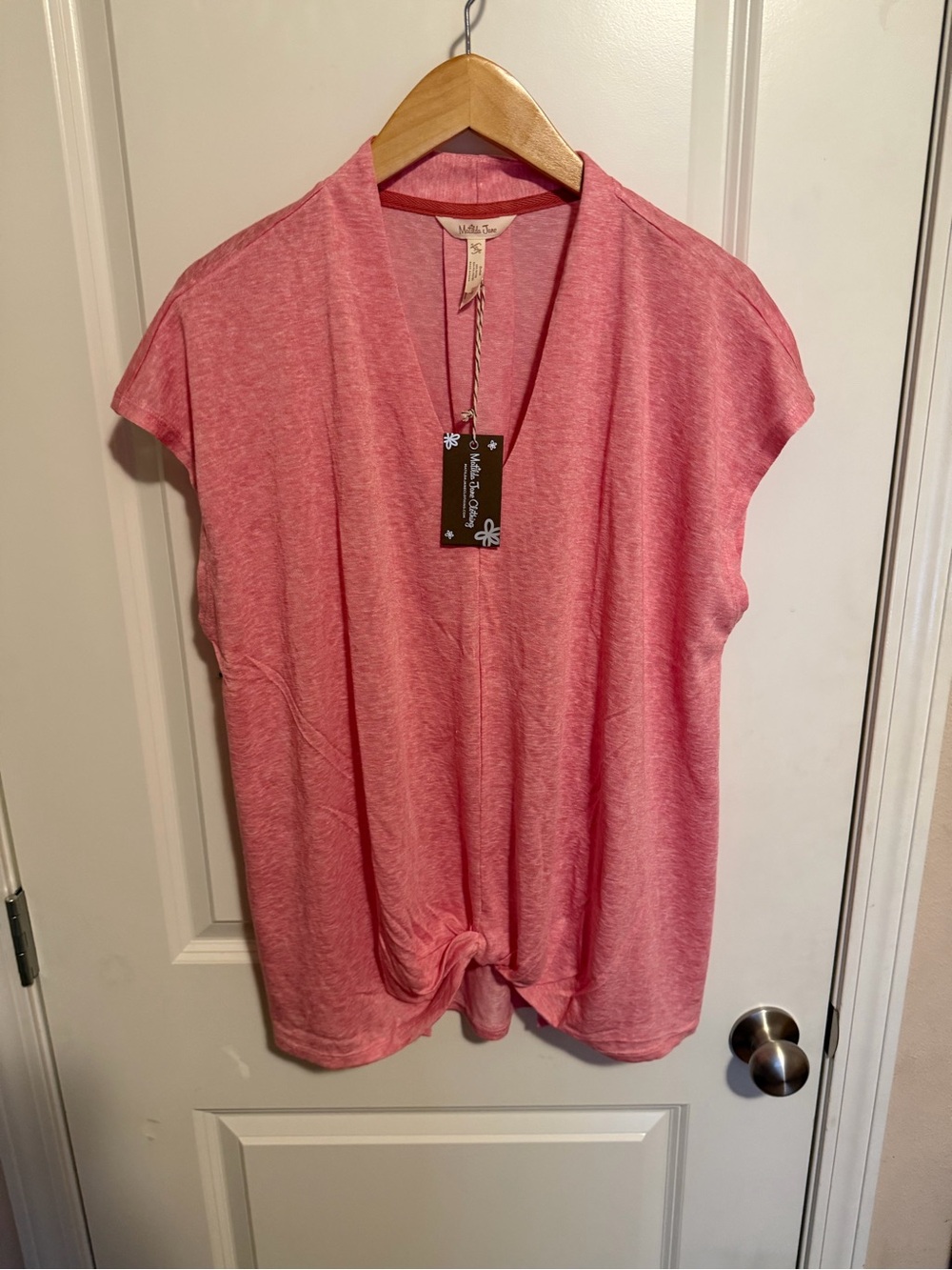 Matilda Jane Pink Twist-Front V-Neck Top NWT